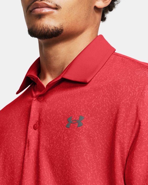 Men's UA Playoff 3.0 Coral Jacquard Polo in Red image number 3